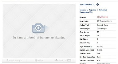 Sapanca’da 250 milyon liraya satılık otel! 