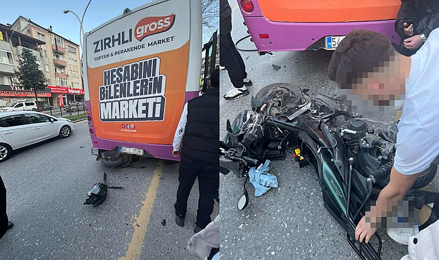 Motosiklet Kaydı, Otobüs Altına Sıkıştı! Tek Yokuşu’nda Trafikte Tehlikeli Anlar