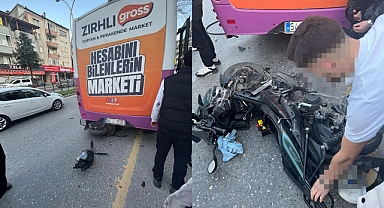 Motosiklet Kaydı, Otobüs Altına Sıkıştı! Tek Yokuşu’nda Trafikte Tehlikeli Anlar